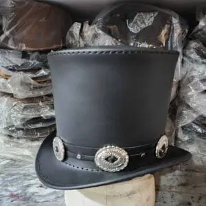 Guns &Amp; Roses Inspired Black Leather Top Hat