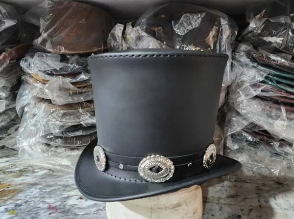 Guns &Amp; Roses Inspired Black Leather Top Hat