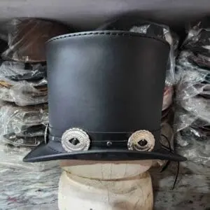 Guns &Amp; Roses Inspired Black Leather Top Hat