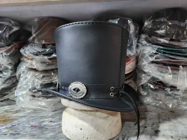 Guns &Amp; Roses Inspired Black Leather Top Hat