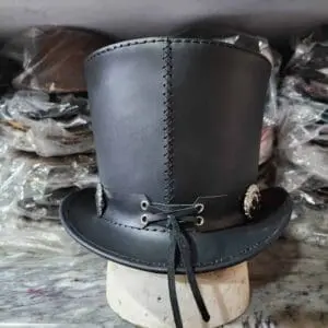 Guns &Amp; Roses Inspired Black Leather Top Hat