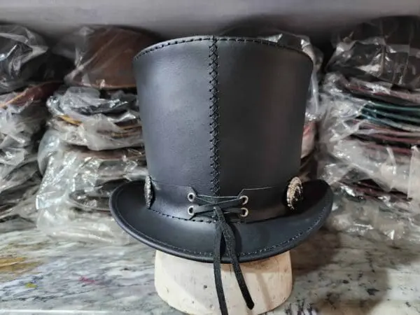 Guns &Amp; Roses Inspired Black Leather Top Hat