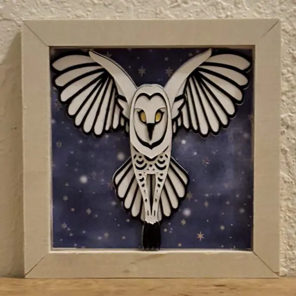 Flying Barn Owl Shadowbox