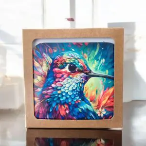 Colorful Indoor Coasters with a Beautiful Bright Hummingbird