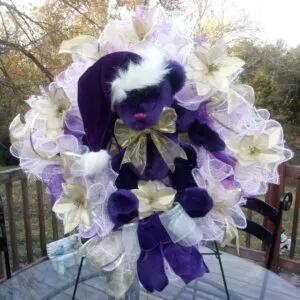 Charming Purple Christmas Bear Wreath