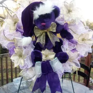 Charming Purple Christmas Bear Wreath