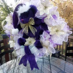 Charming Purple Christmas Bear Wreath