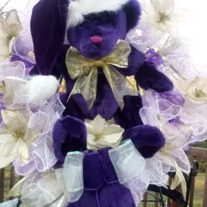 Charming Purple Christmas Bear Wreath