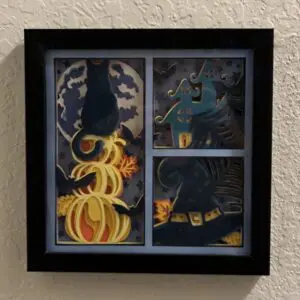 Kitty on Pumpkins Shadow Box