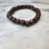 Marbled Brown Polymer Clay Beaded Bracelet