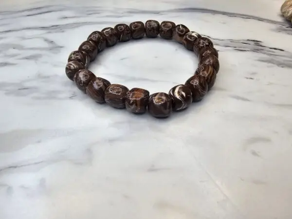 Marbled Brown Polymer Clay Beaded Bracelet