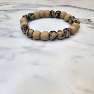 Marbled polymer clay beaded bracelet