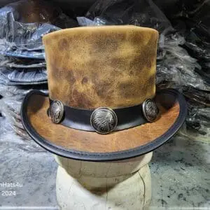 Native Indian Head Band Leather Top Hat