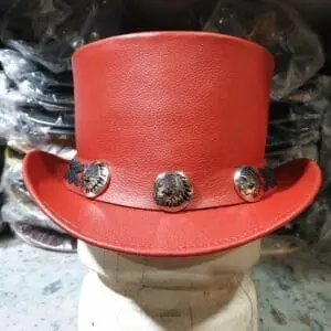 Native Indian Hat Band Red Leather El Dorado Top Hat