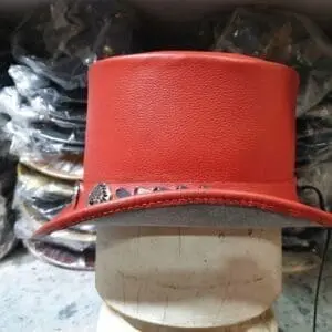 Native Indian Hat Band Red Leather El Dorado Top Hat