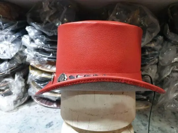 Native Indian Hat Band Red Leather El Dorado Top Hat