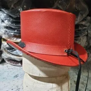 Native Indian Hat Band Red Leather El Dorado Top Hat