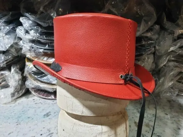 Native Indian Hat Band Red Leather El Dorado Top Hat