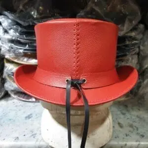 Native Indian Hat Band Red Leather El Dorado Top Hat