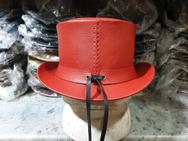 Native Indian Hat Band Red Leather El Dorado Top Hat