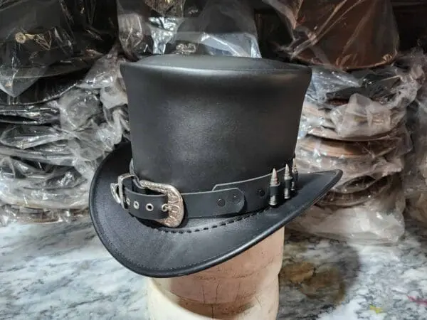 Peacekeeper Black Leather Top Hat