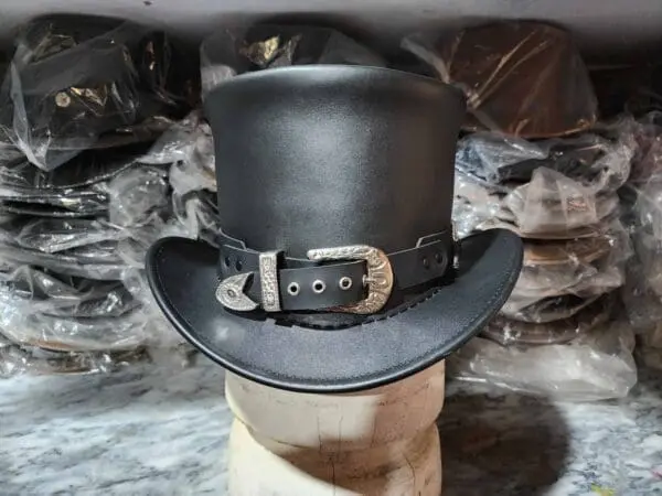 Peacekeeper Black Leather Top Hat