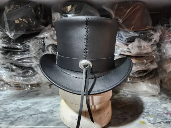 Peacekeeper Black Leather Top Hat