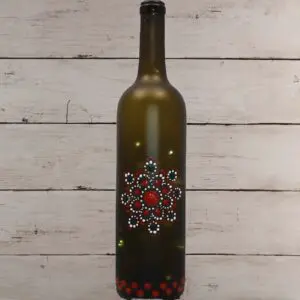 Upcycled Bottle Mandala Art - Red Black and White