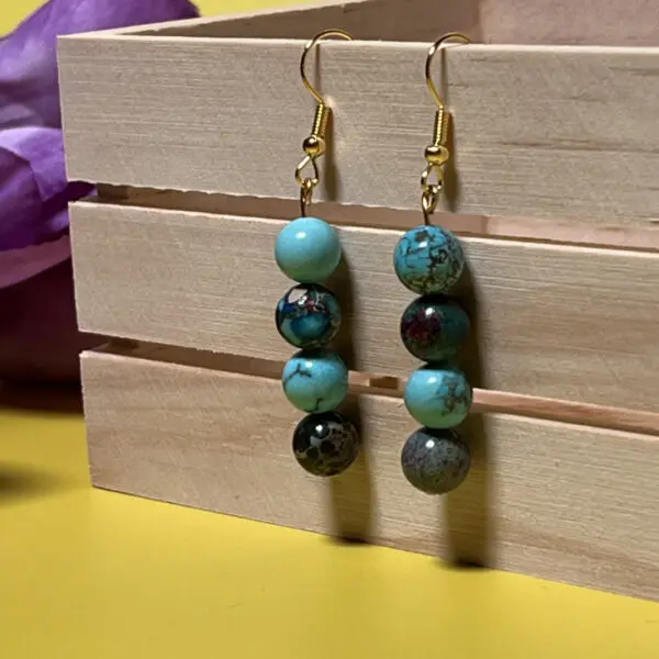 Natural Turquoise Stone Bead Earrings