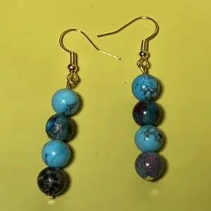 Natural Turquoise Stone Bead Earrings B