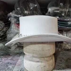 Silver Winged Skull White Leather Cowboy Hat