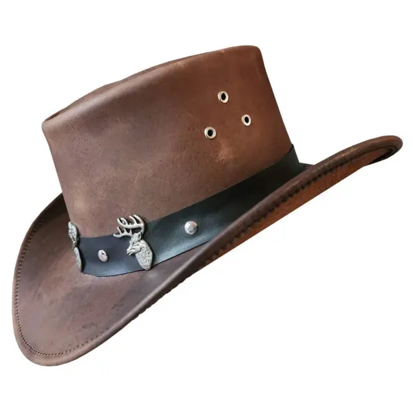 Brown Leather Cowboy Hat