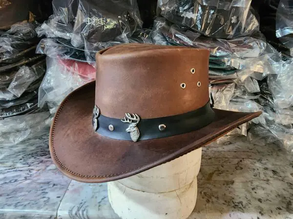 Brown Leather Cowboy Hat