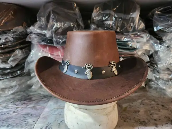 Brown Leather Cowboy Hat