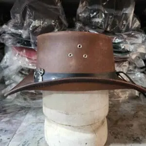 Brown Leather Cowboy Hat