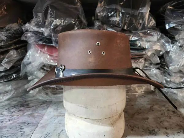 Brown Leather Cowboy Hat