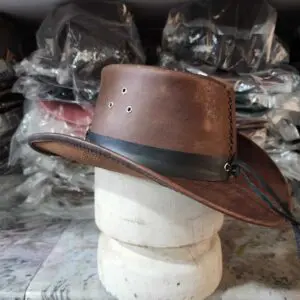 Brown Leather Cowboy Hat