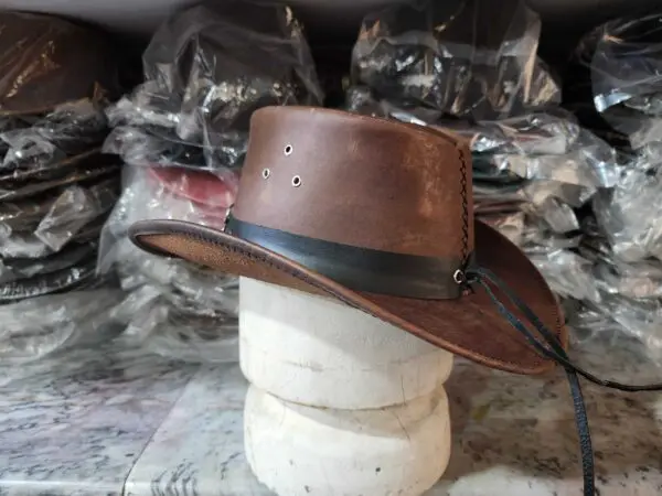 Brown Leather Cowboy Hat