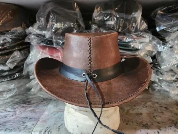 Brown Leather Cowboy Hat