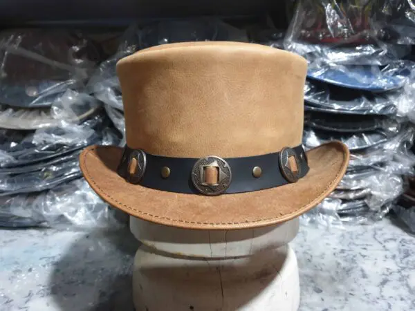 Voodoo Hatter Biker Leather Top Hat