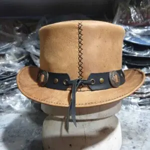 Voodoo Hatter Biker Leather Top Hat