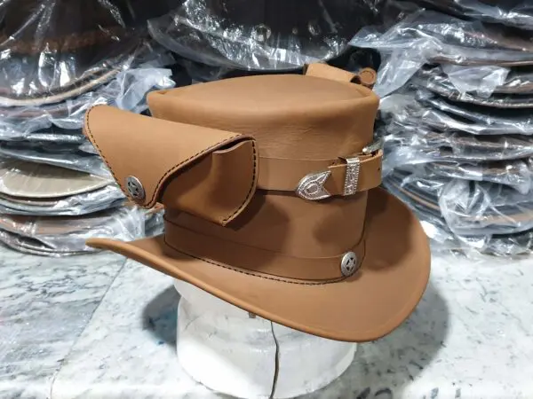 Steampunk Peace Keeper Leather Top Hat