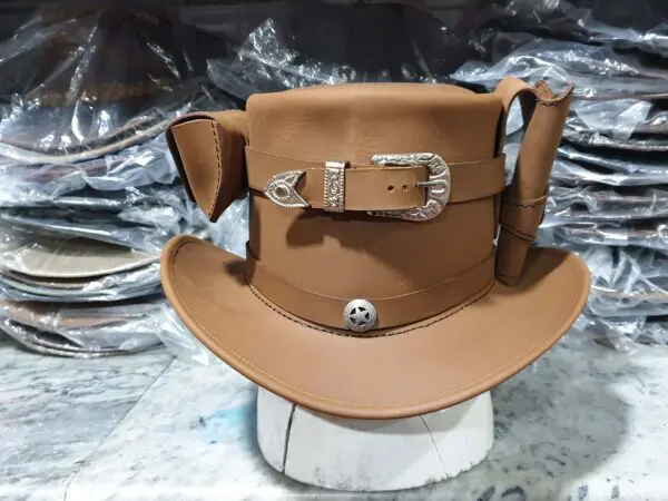 Steampunk Peace Keeper Leather Top Hat