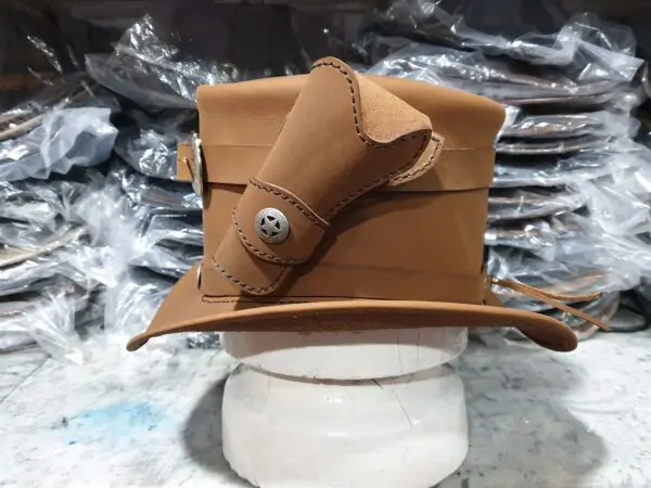 Steampunk Peace Keeper Leather Top Hat