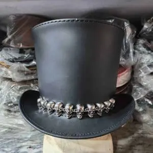 Stovepiper Black Leather Top Hat