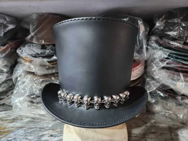 Stovepiper Black Leather Top Hat