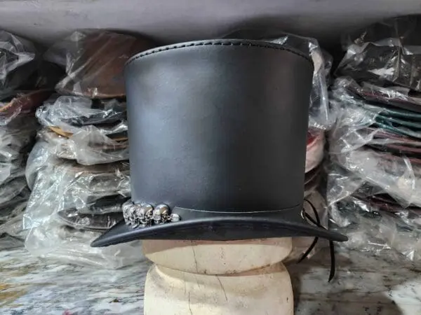 Stovepiper Black Leather Top Hat