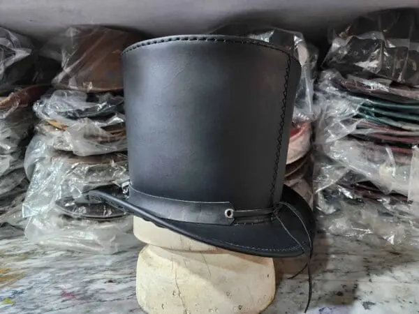 Stovepiper Black Leather Top Hat