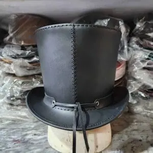 Stovepiper Black Leather Top Hat