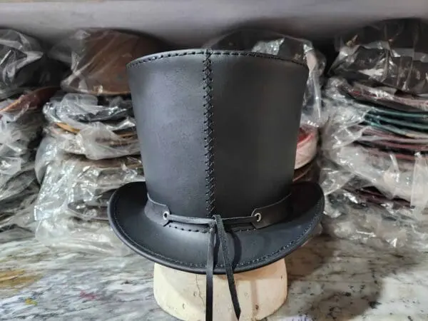 Stovepiper Black Leather Top Hat